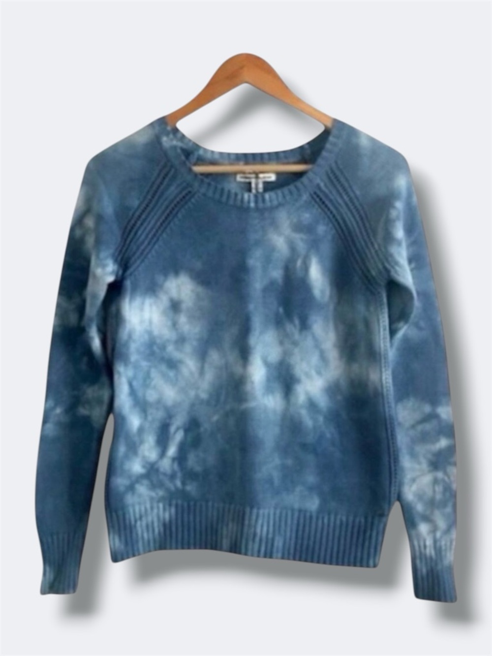 American Eagle Tie Dye Sweater XS Blue White Cotton Crewneck Casual